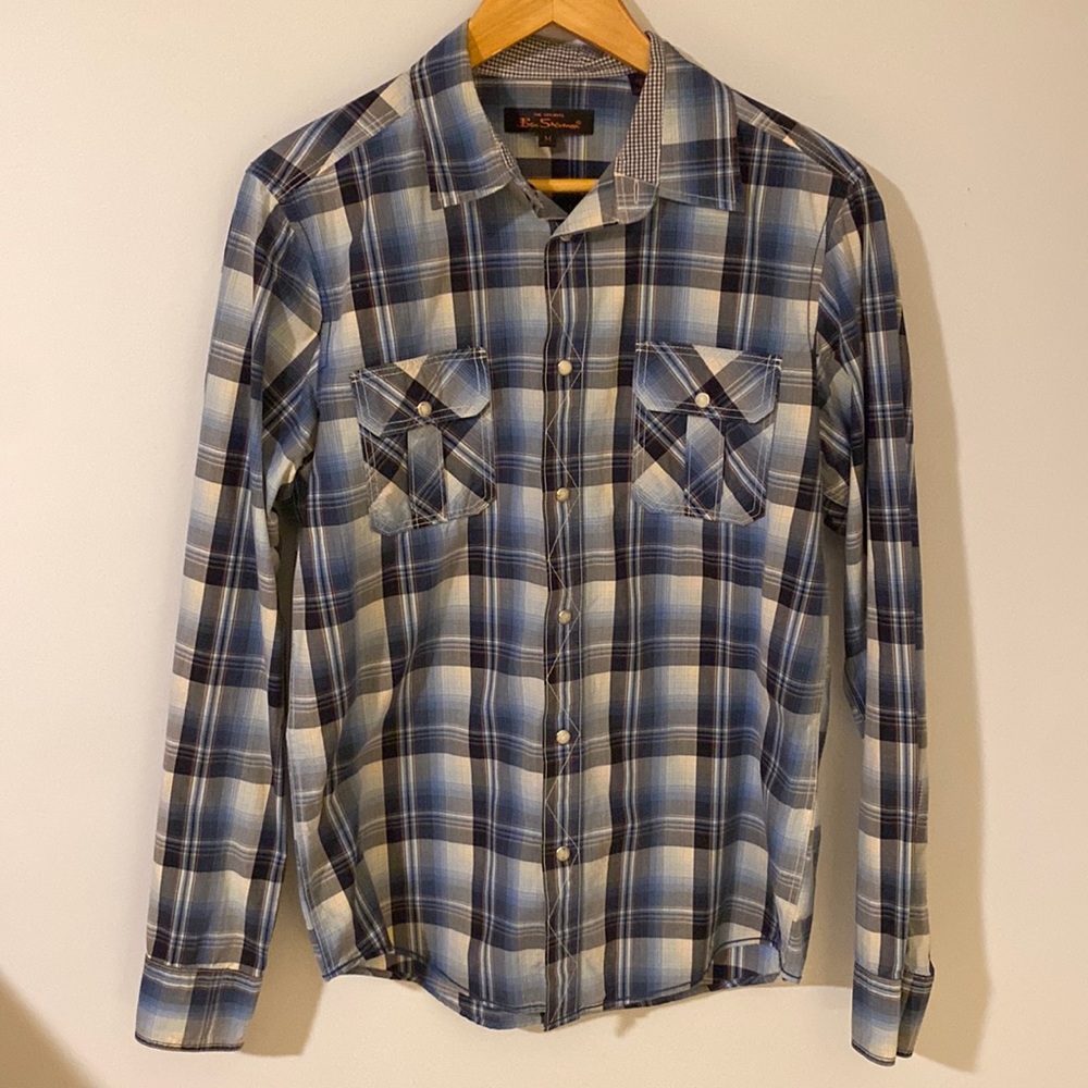 Ben Sherman Snap-Front Plaid Button Down